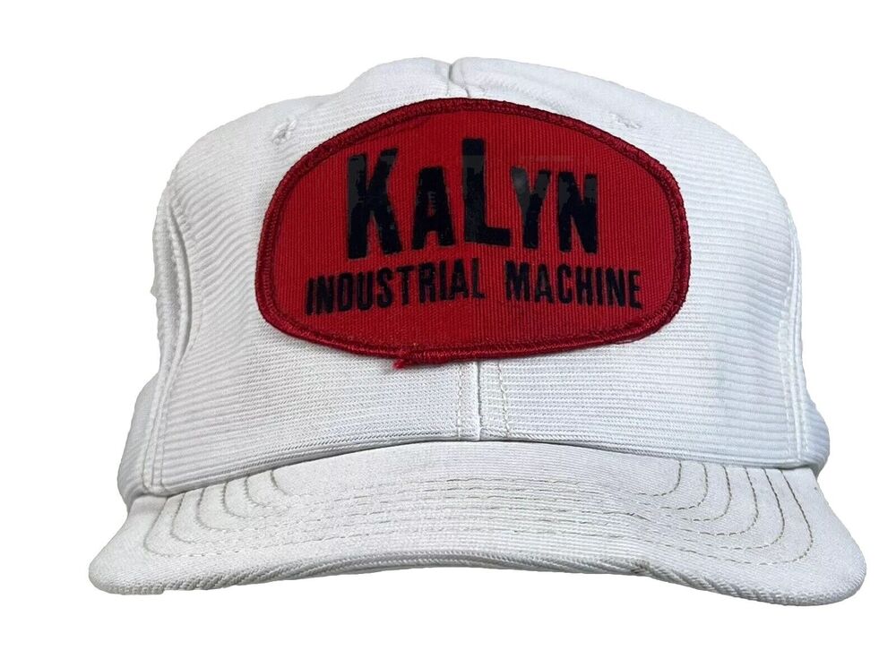 Vtg KaLyn Industrial Machine Mesh Trucker Snapback Hat Company Logo Patch Cap